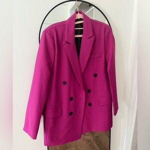 SHEIN Unity Flap Detail Double Breasted Lapel Neck Blazer